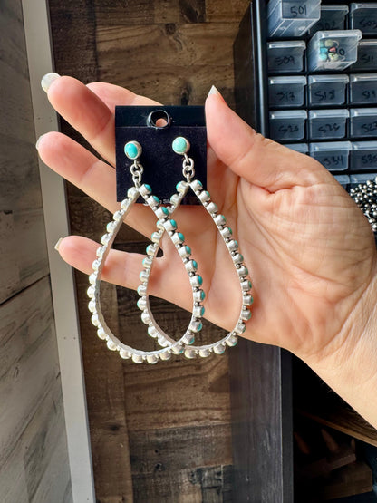 Kingman Turquoise Teardrop Dangle Earrings – Sterling Silver