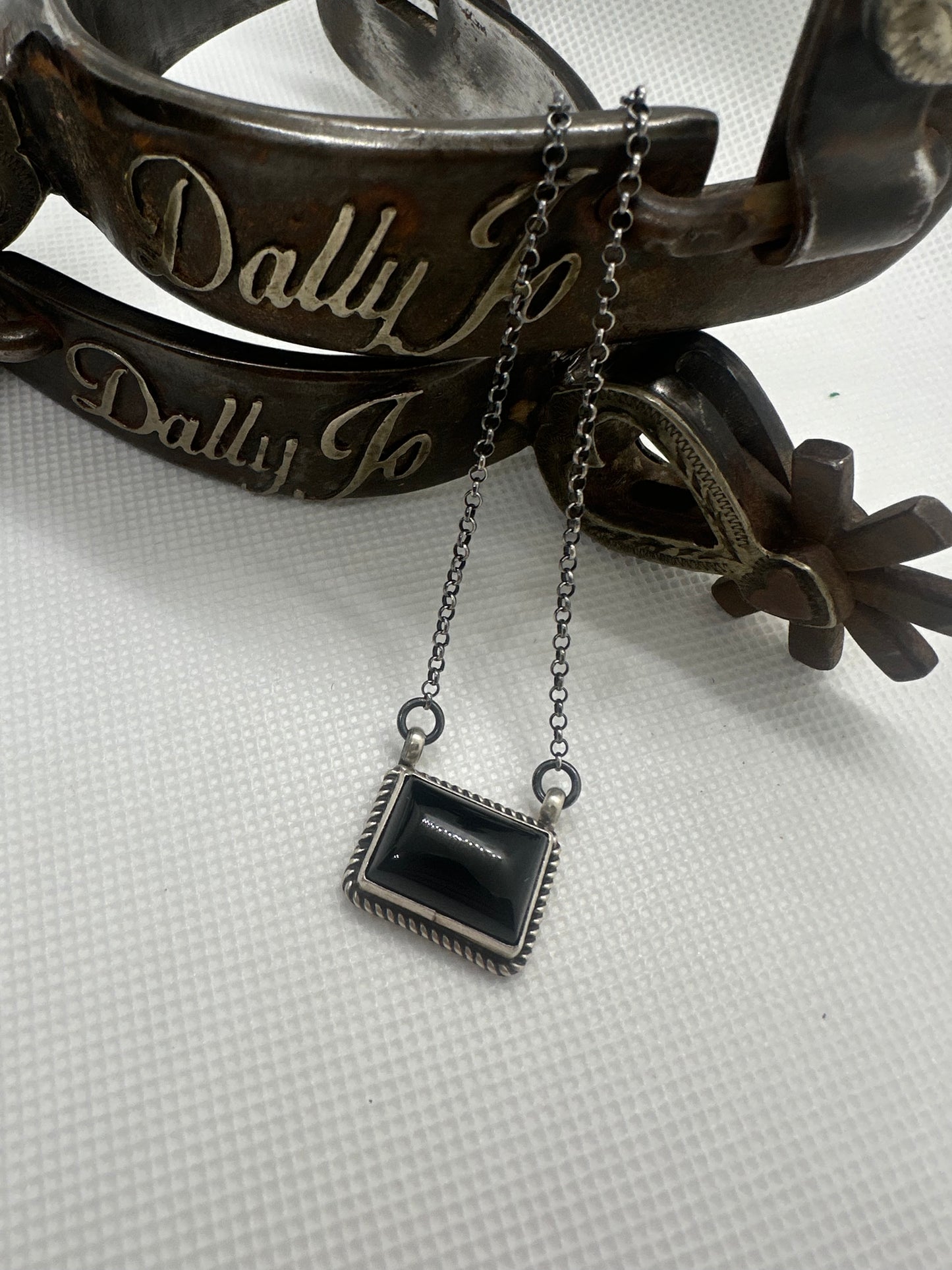 Black square necklace