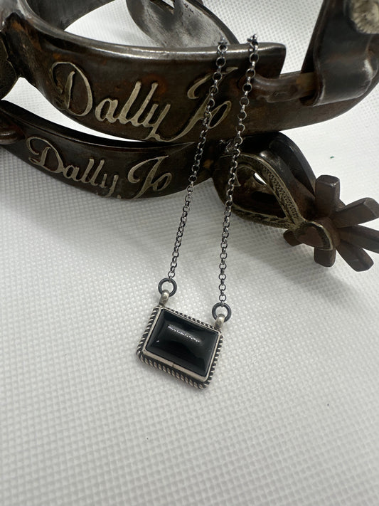 Black square necklace