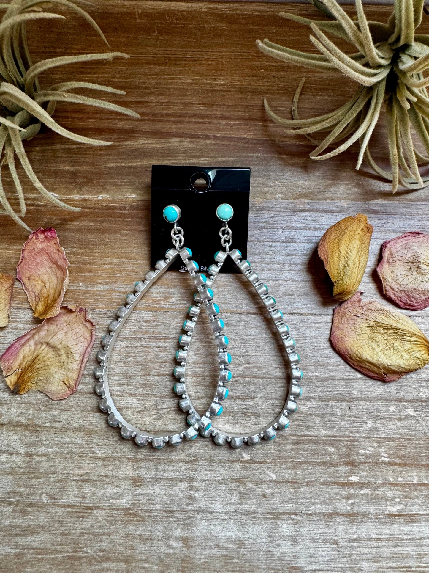 Kingman Turquoise Teardrop Dangle Earrings – Sterling Silver