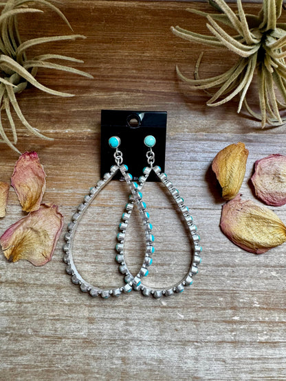 Kingman Turquoise Teardrop Dangle Earrings – Sterling Silver