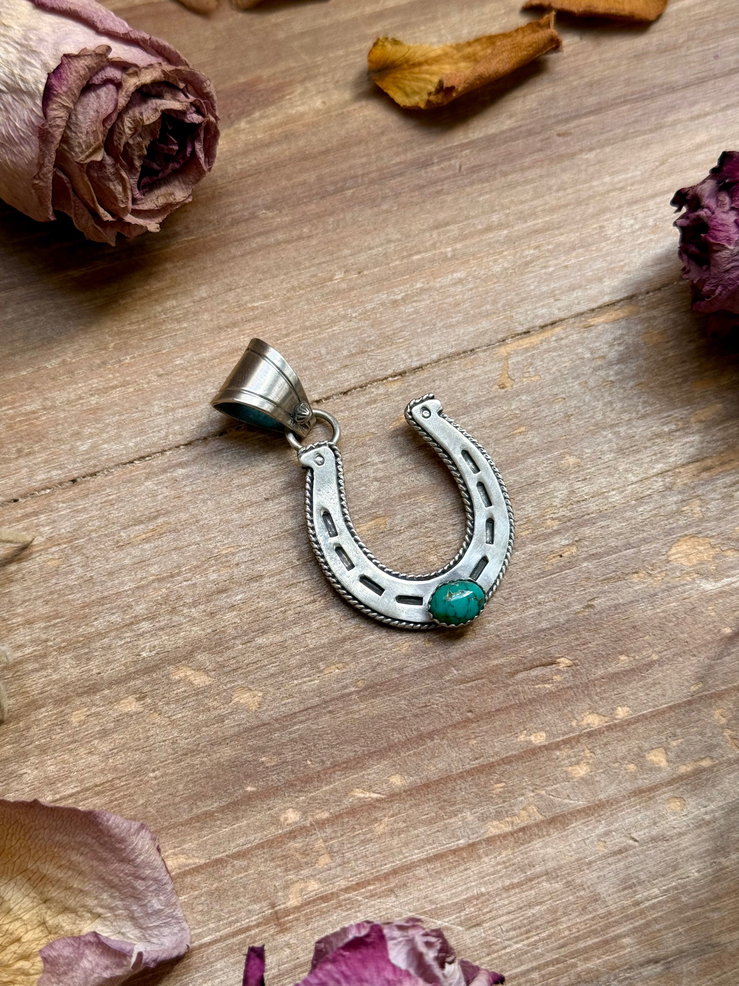 Sterling Silver Horse Pendant with Turquoise